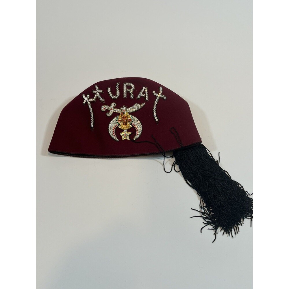 Shriner's Fez Hat Murat Size 7 1/4 With Bag Masonic Tiki Indiana D Turin Vintage